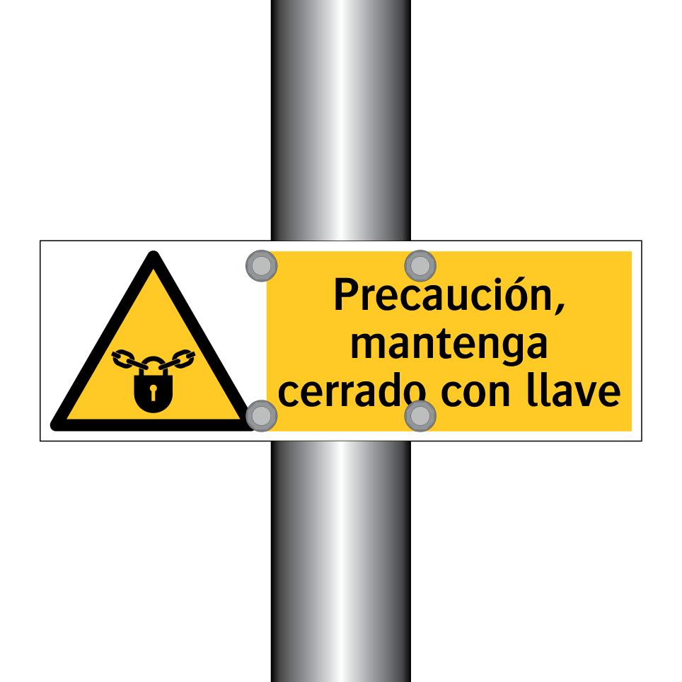 Precaución, mantenga cerrado con llave