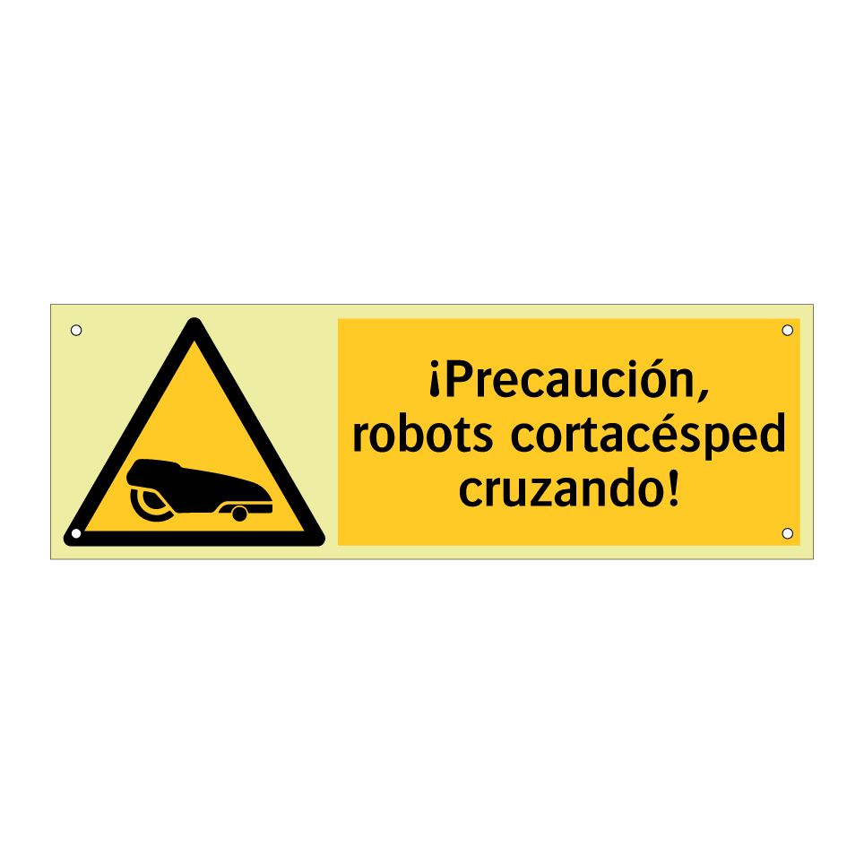 ¡Precaución, robots cortacésped cruzando!