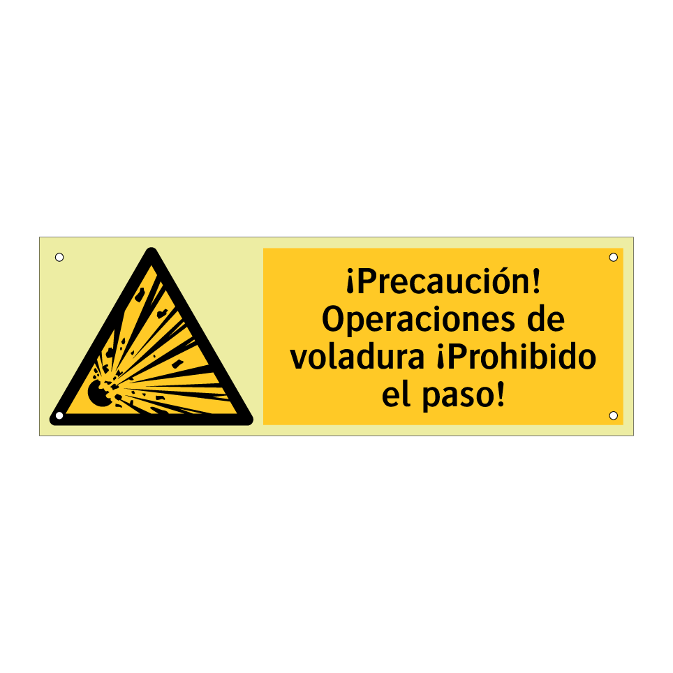 ¡Precaución! Operaciones de voladura ¡Prohibido el paso!