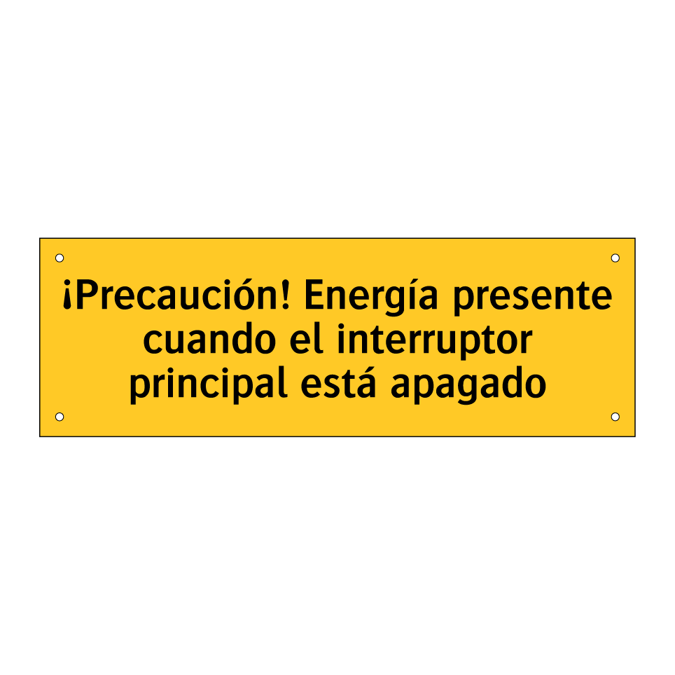 ¡Precaución! Energía presente cuando el interruptor principal está apagado