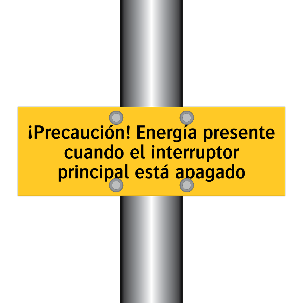 ¡Precaución! Energía presente cuando el interruptor principal está apagado