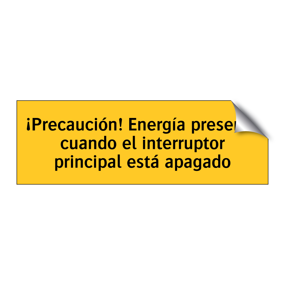 ¡Precaución! Energía presente cuando el interruptor principal está apagado