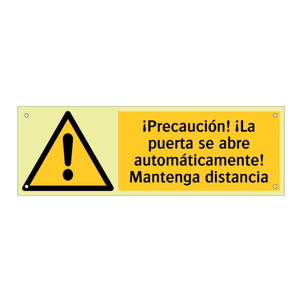 ¡Precaución! ¡La puerta se abre automáticamente! Mantenga distancia