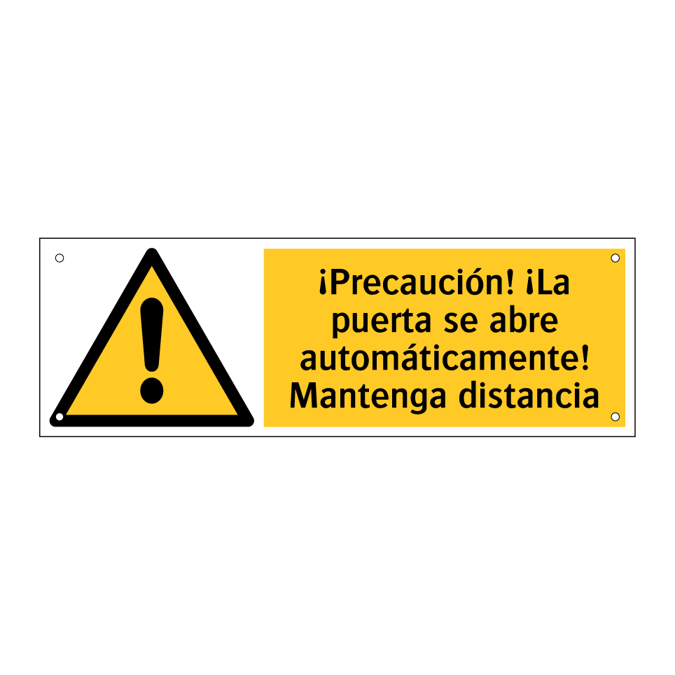 ¡Precaución! ¡La puerta se abre automáticamente! Mantenga distancia
