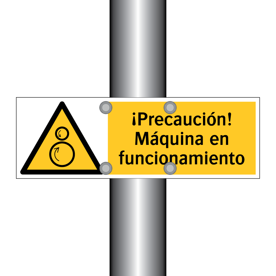 ¡Precaución! Máquina en funcionamiento
