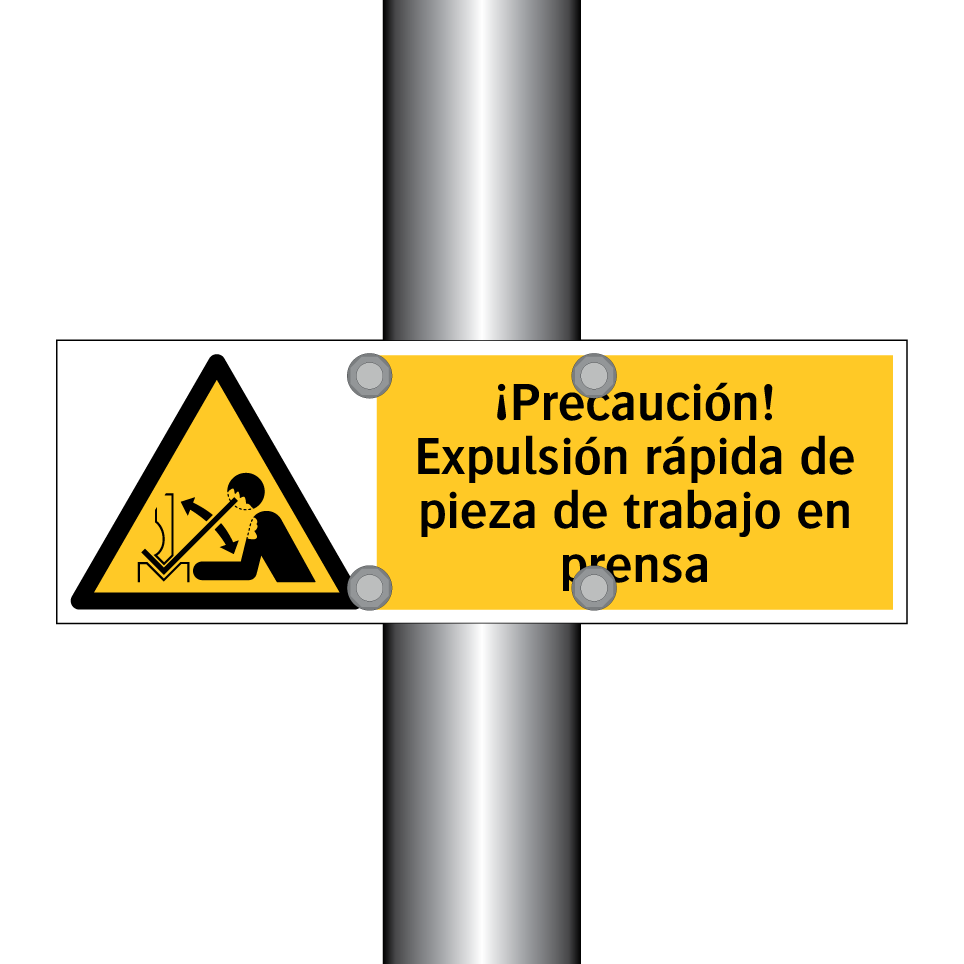 ¡Precaución! Expulsión rápida de pieza de trabajo en prensa