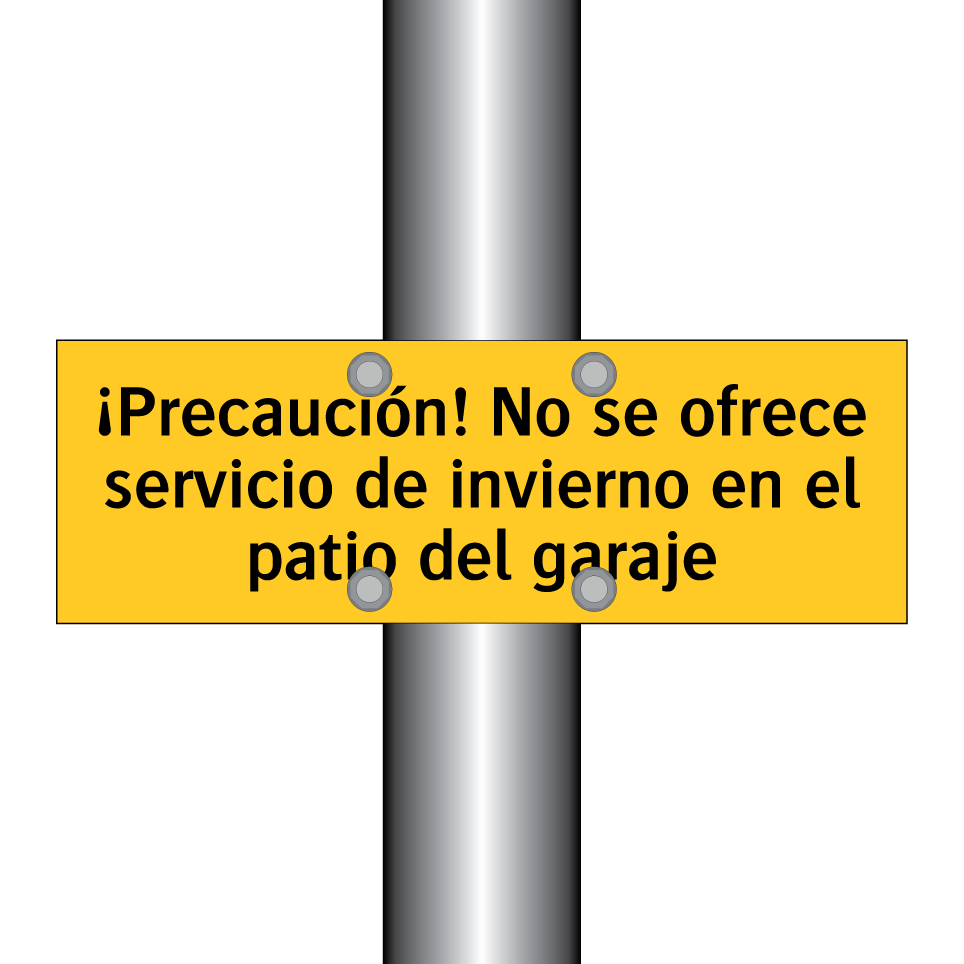 ¡Precaución! No se ofrece servicio de invierno en el patio del garaje