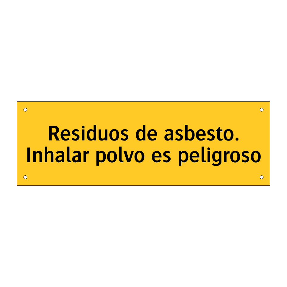 Residuos de asbesto. Inhalar polvo es peligroso