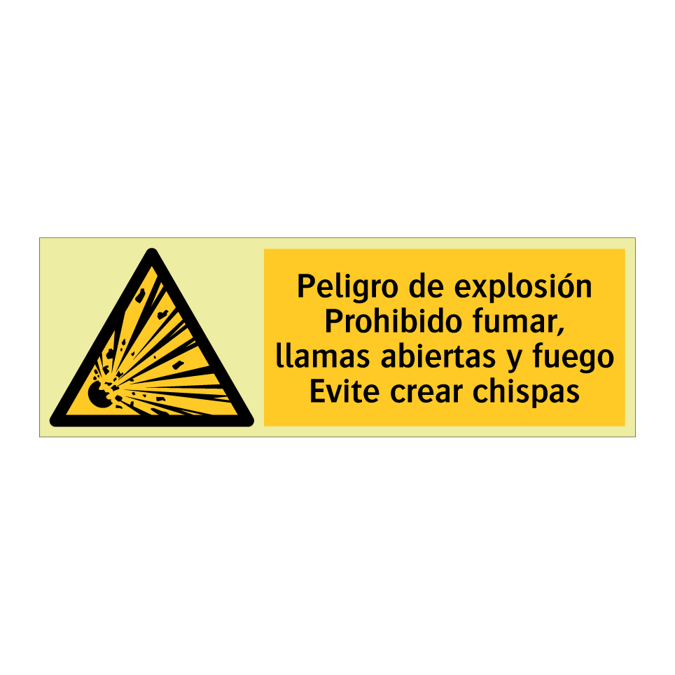 Peligro de explosión Prohibido fumar, llamas abiertas y fuego Evite crear chispas
