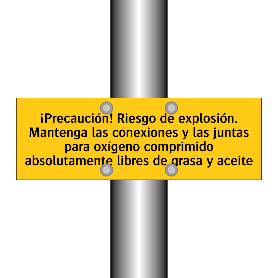 ¡Precaución! Riesgo de explosión. Mantenga las conexiones y las juntas para oxígeno comprimido absolutamente libres de grasa y aceite
