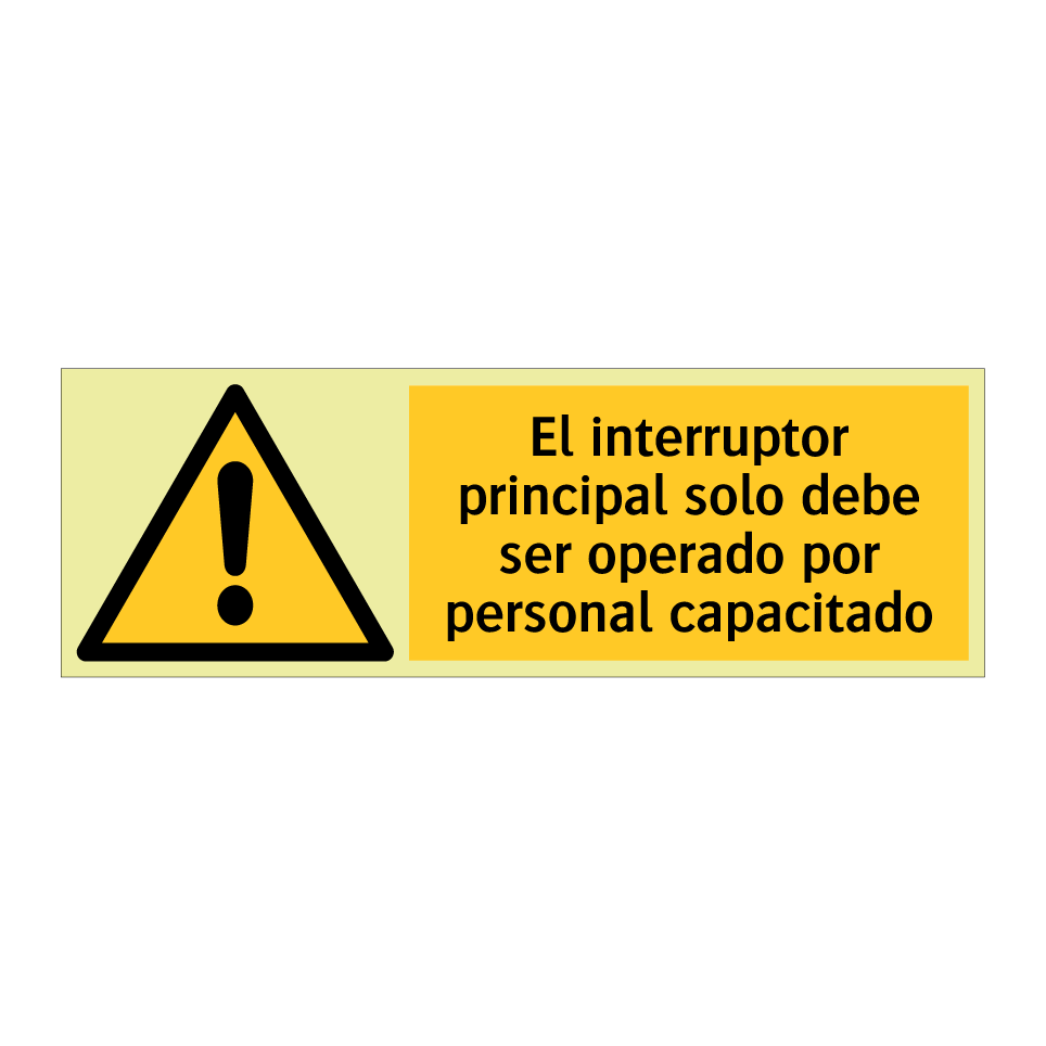 El interruptor principal solo debe ser operado por personal capacitado