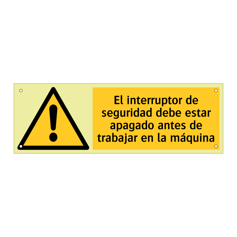 El interruptor de seguridad debe estar apagado antes de trabajar en la máquina