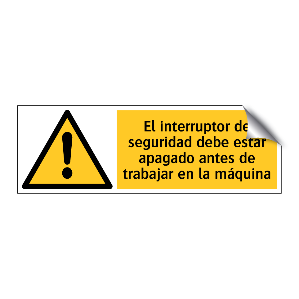 El interruptor de seguridad debe estar apagado antes de trabajar en la máquina
