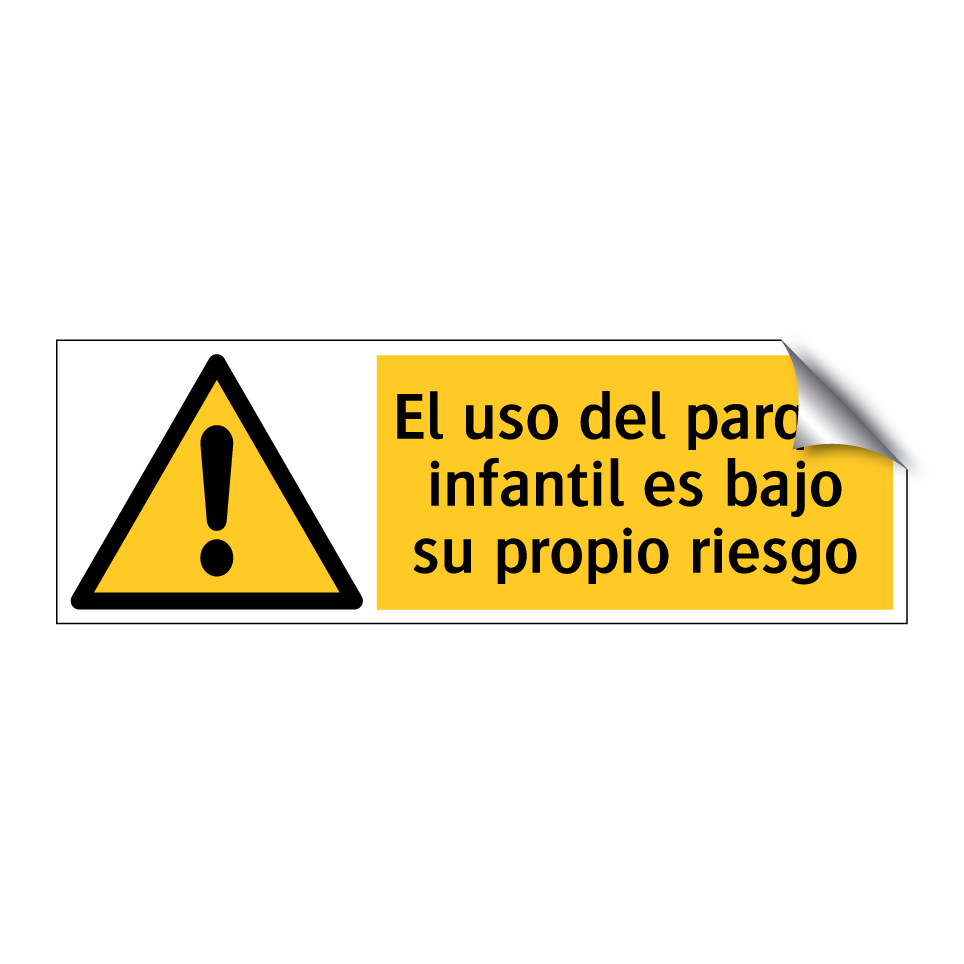 El uso del parque infantil es bajo su propio riesgo