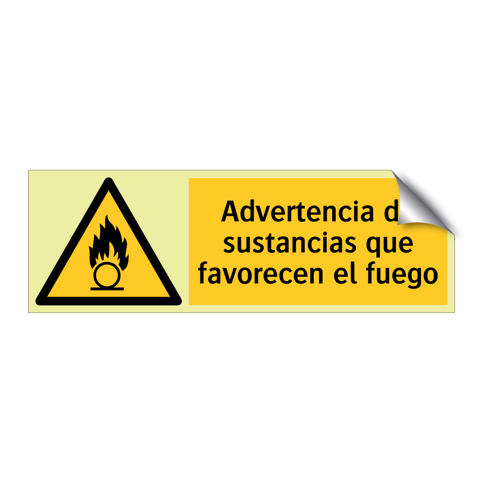 Advertencia de sustancias que favorecen el fuego
