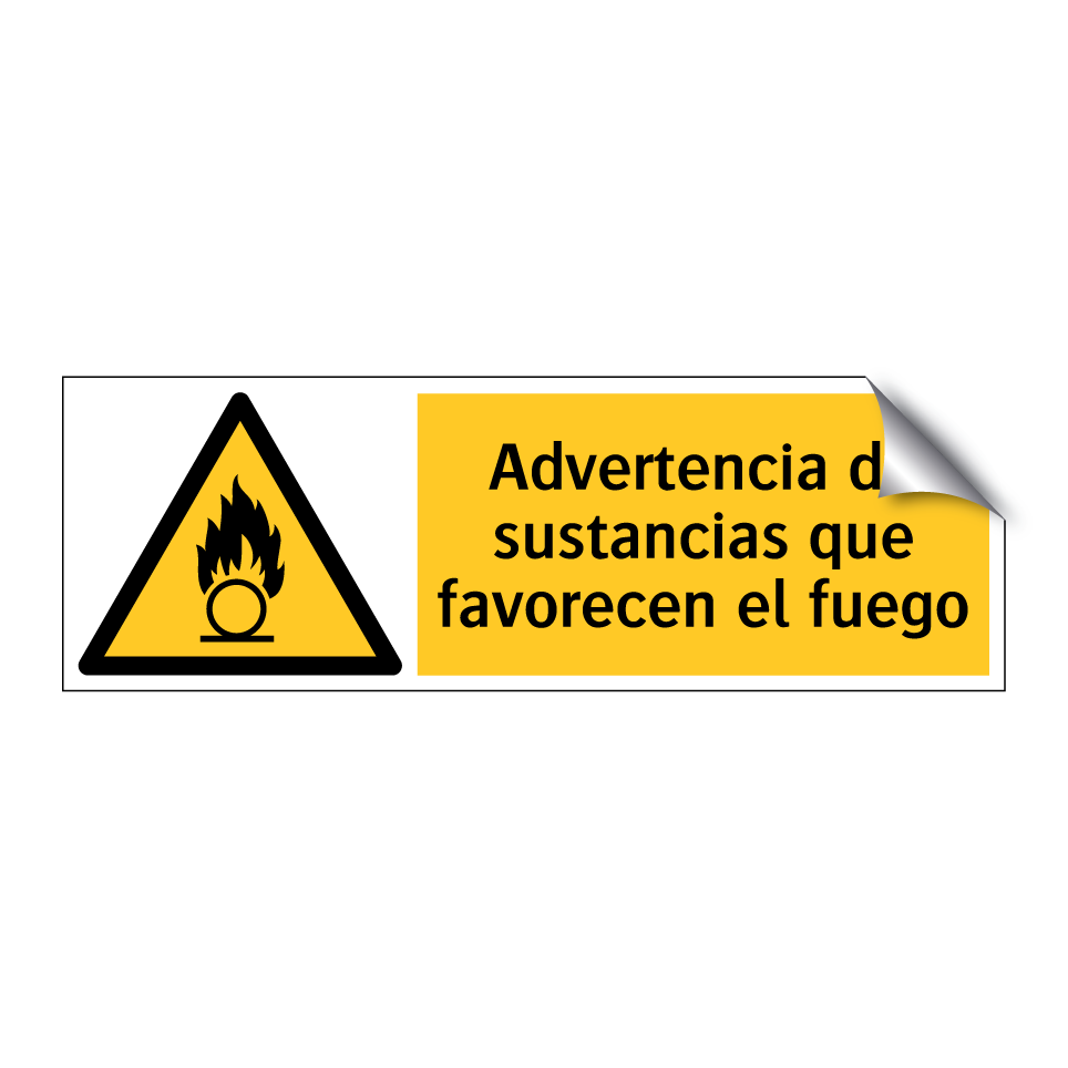 Advertencia de sustancias que favorecen el fuego