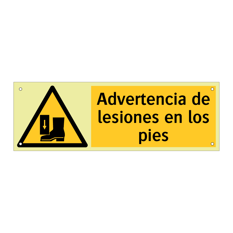 Advertencia de lesiones en los pies
