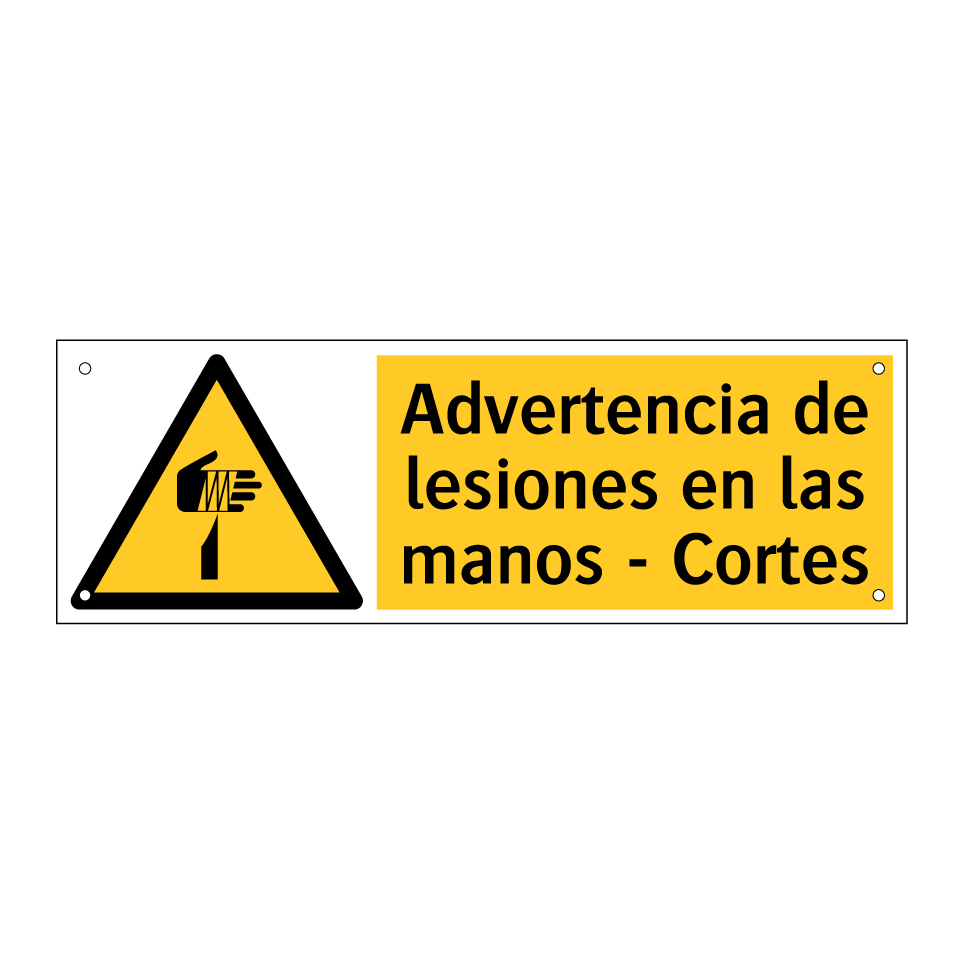 Advertencia de lesiones en las manos - Cortes