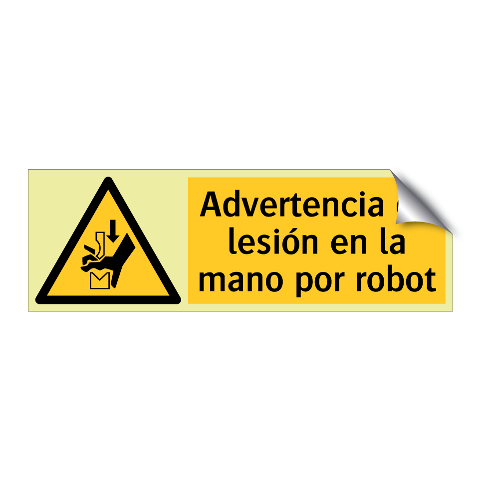 Advertencia de lesión en la mano por robot