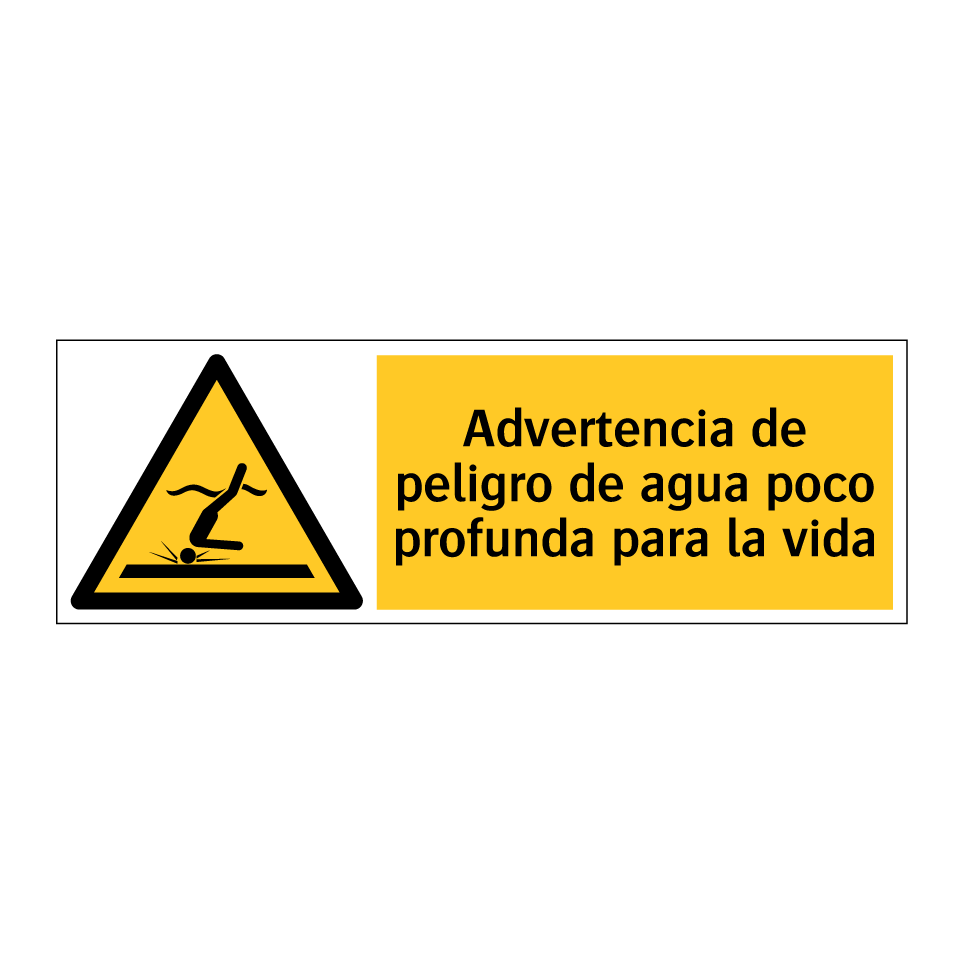 Advertencia de peligro de agua poco profunda para la vida