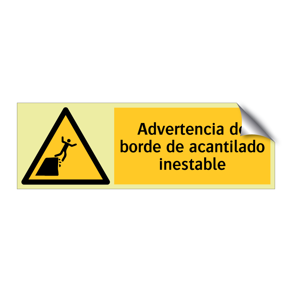 Advertencia de borde de acantilado inestable