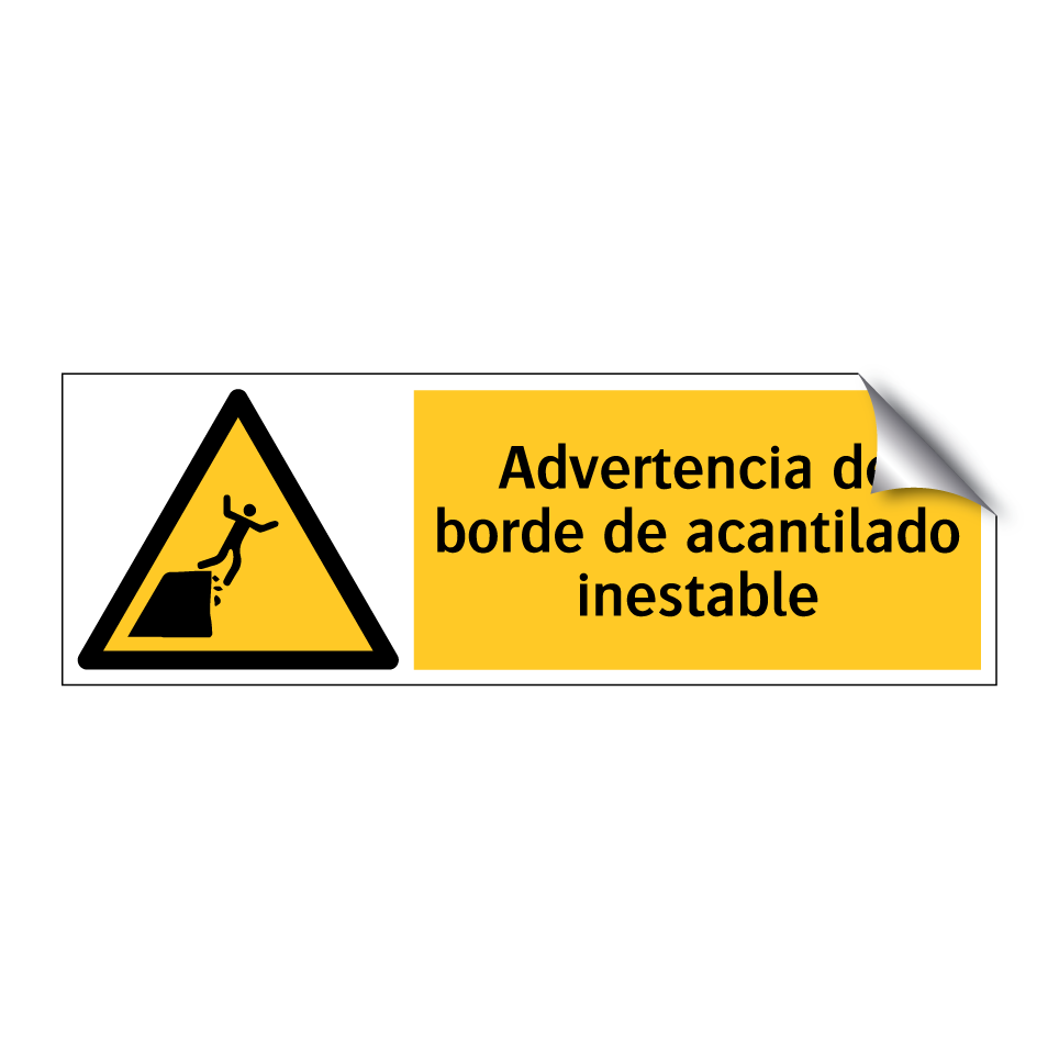 Advertencia de borde de acantilado inestable