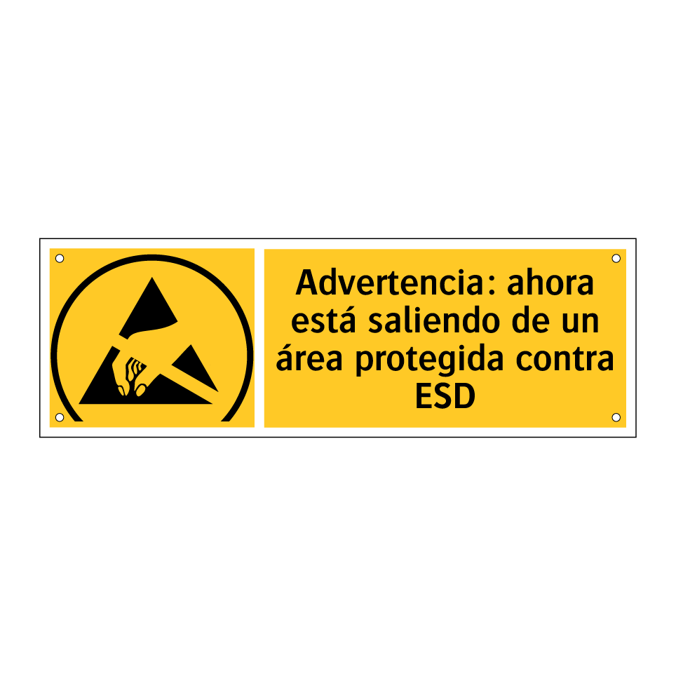 Advertencia: ahora está saliendo de un área protegida contra ESD