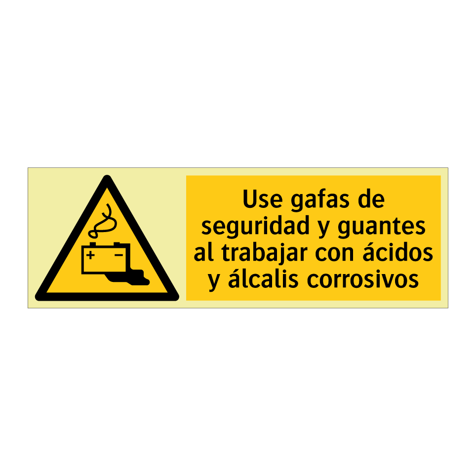 Use gafas de seguridad y guantes al trabajar con ácidos y álcalis corrosivos