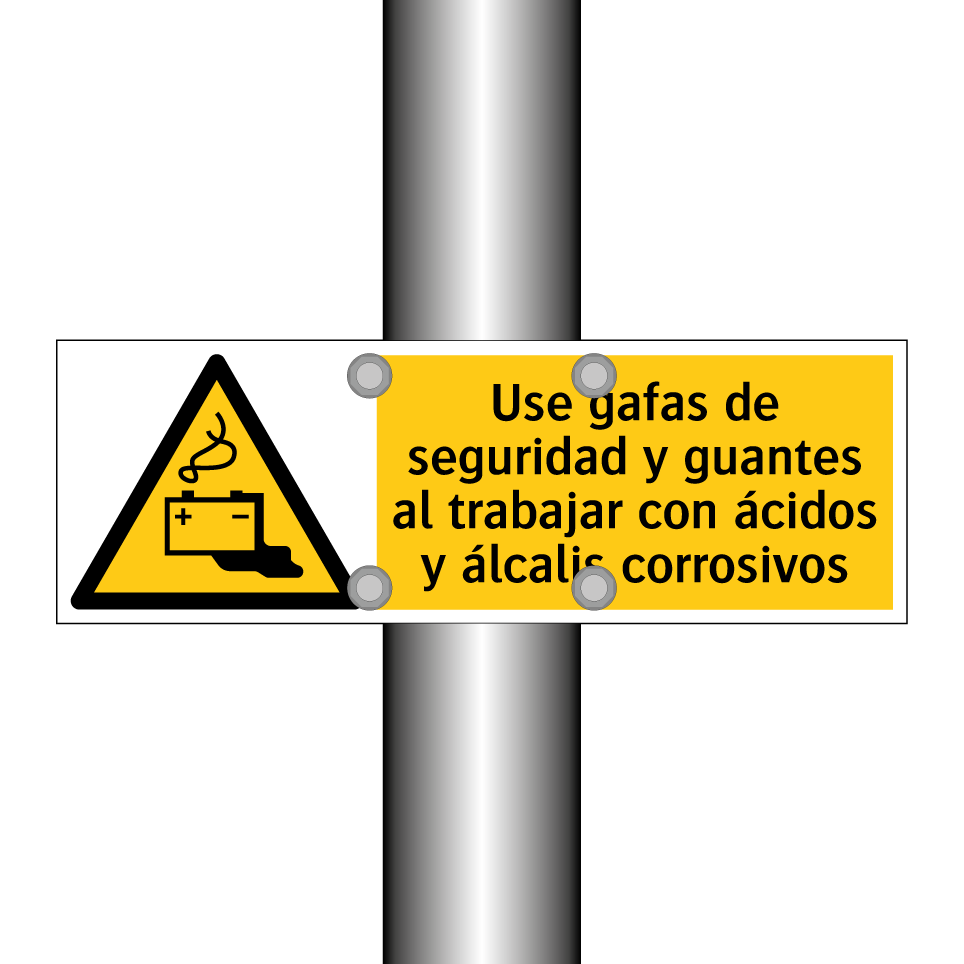 Use gafas de seguridad y guantes al trabajar con ácidos y álcalis corrosivos