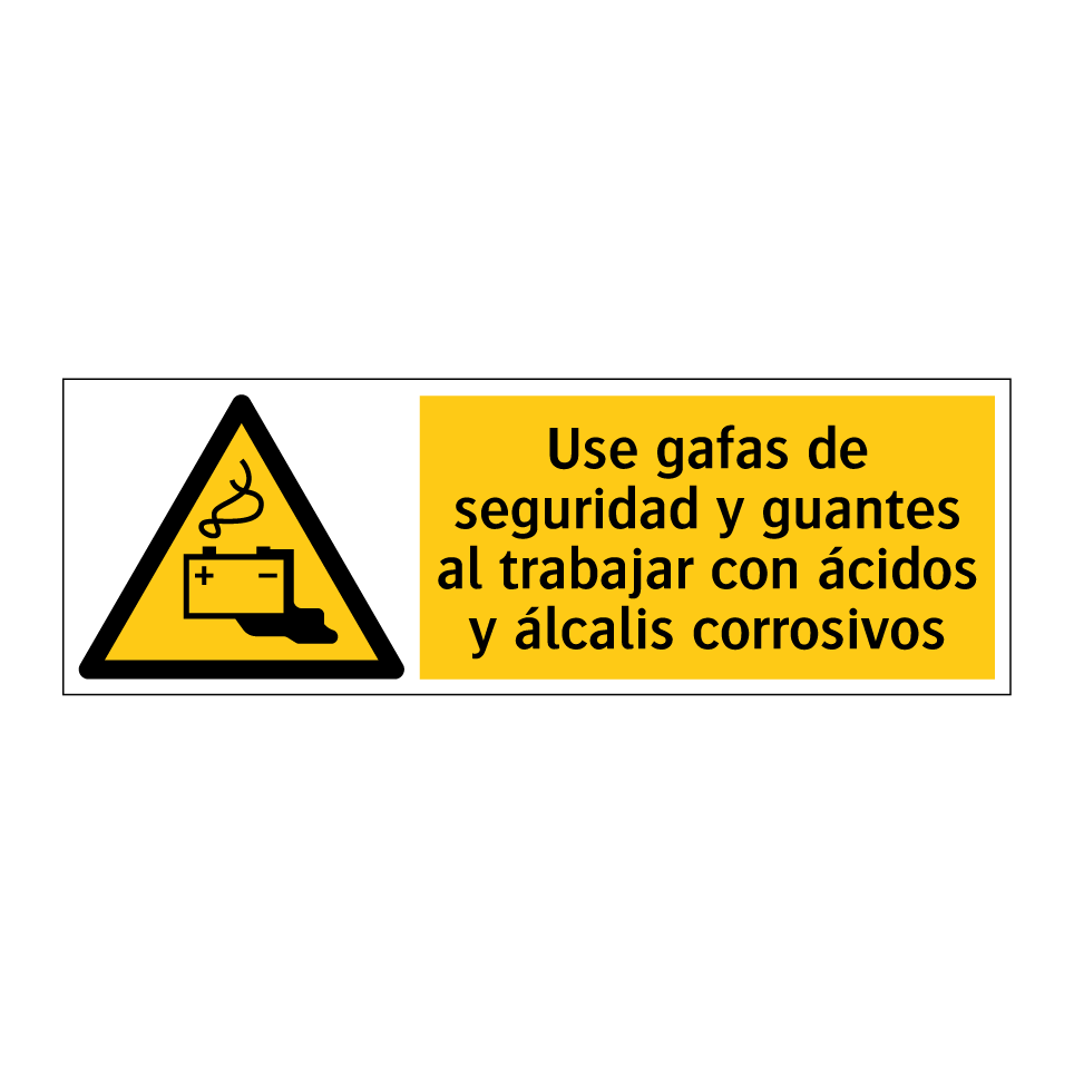 Use gafas de seguridad y guantes al trabajar con ácidos y álcalis corrosivos