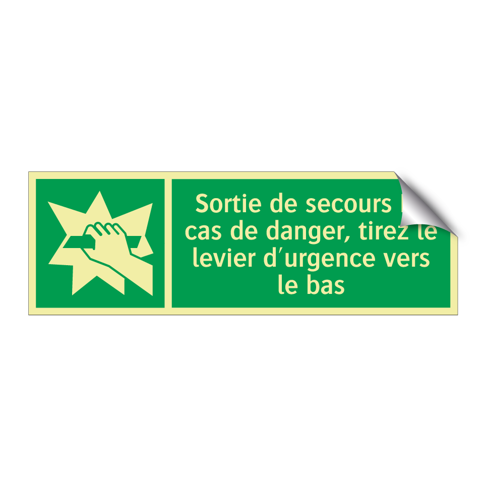 Sortie de secours En cas de danger, tirez le levier d'urgence vers le bas