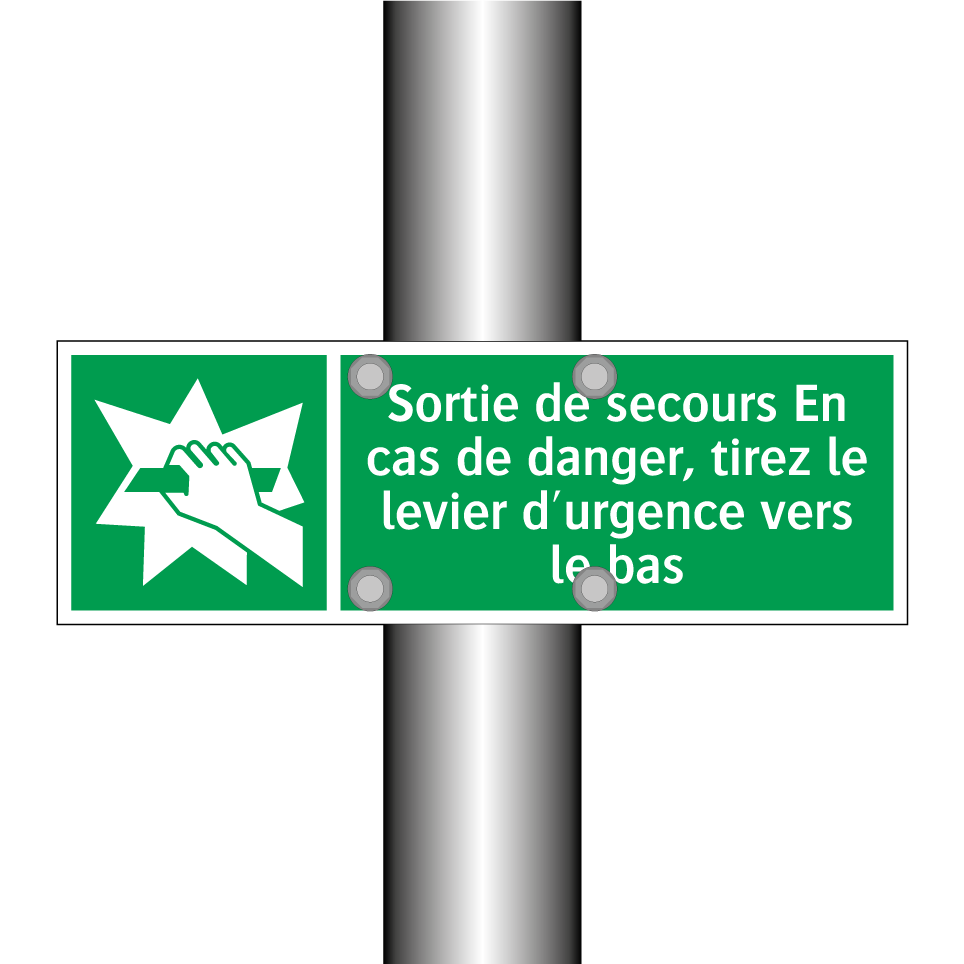 Sortie de secours En cas de danger, tirez le levier d'urgence vers le bas