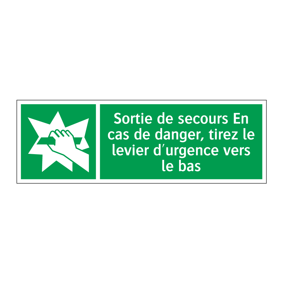 Sortie de secours En cas de danger, tirez le levier d'urgence vers le bas