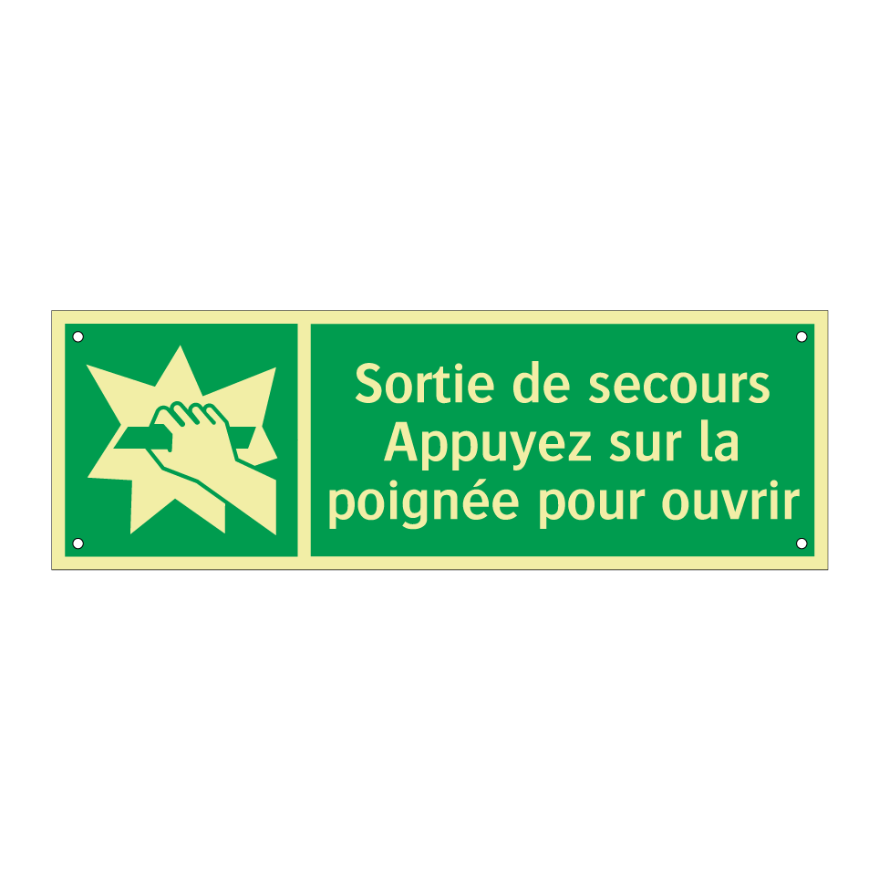 Sortie de secours Appuyez sur la poignée pour ouvrir