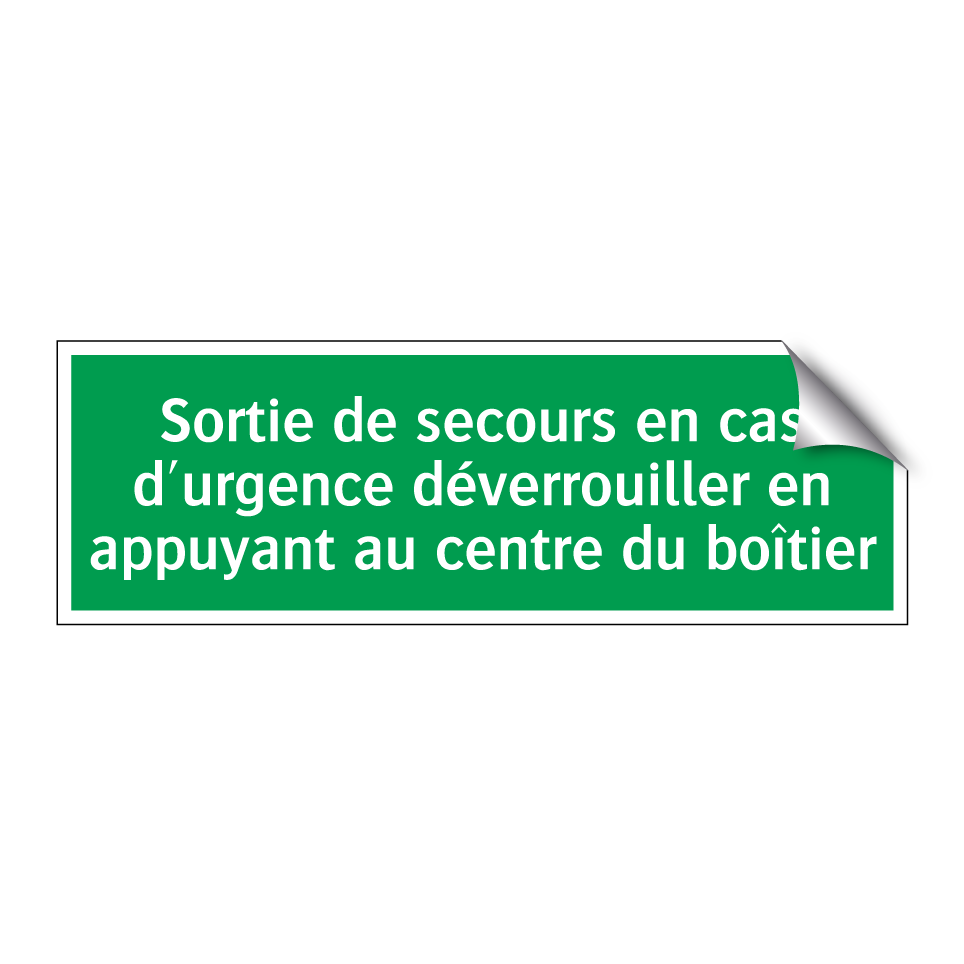 Sortie de secours en cas d'urgence déverrouiller en appuyant au centre du boîtier