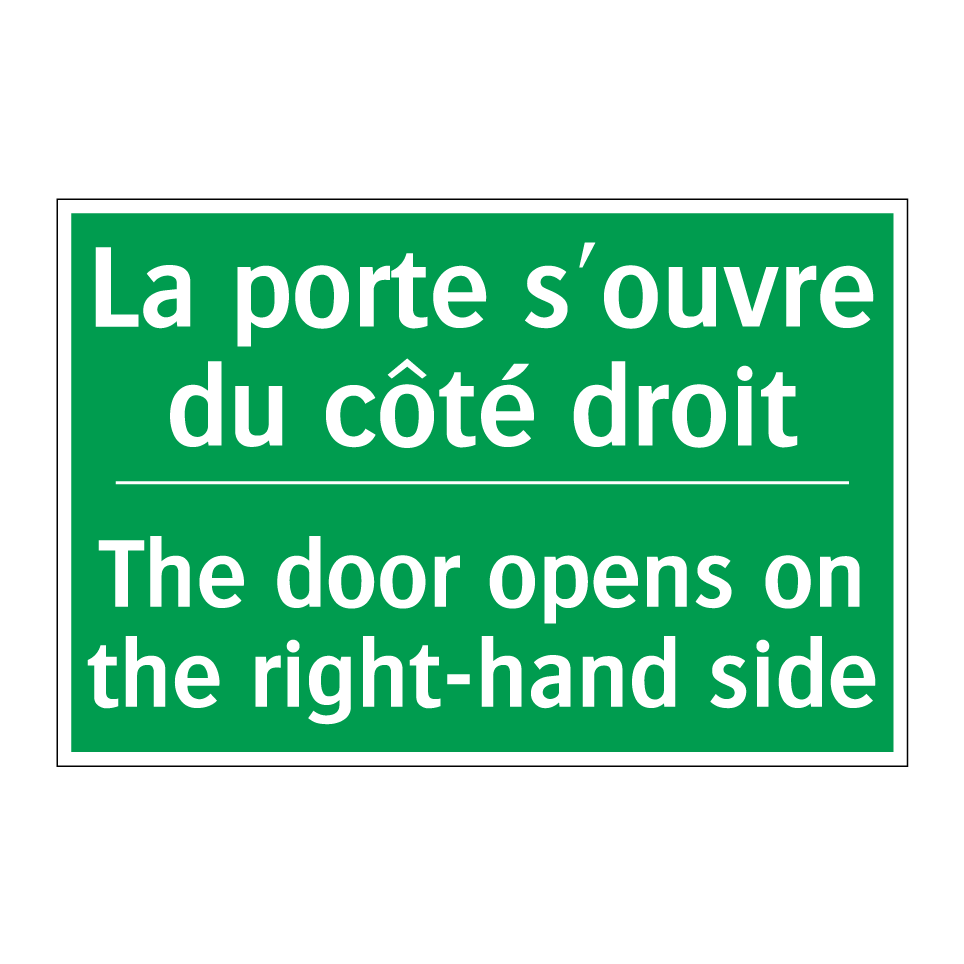 La porte s'ouvre du côté droit - The door opens on the right-hand /.../