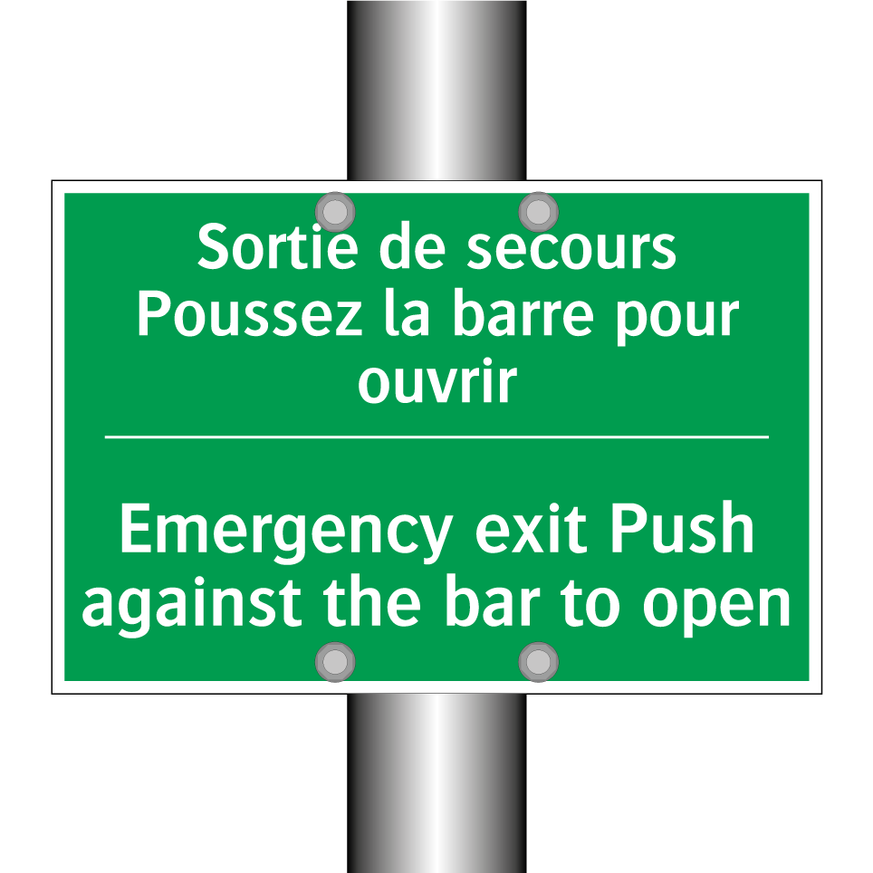 Sortie de secours Poussez la barre /.../ - Emergency exit Push against the /.../