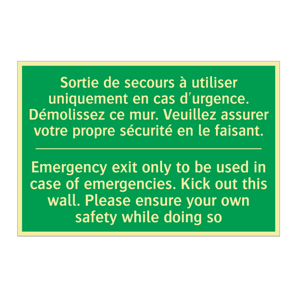 Sortie de secours à utiliser uniquement /.../ - Emergency exit only to be used /.../
