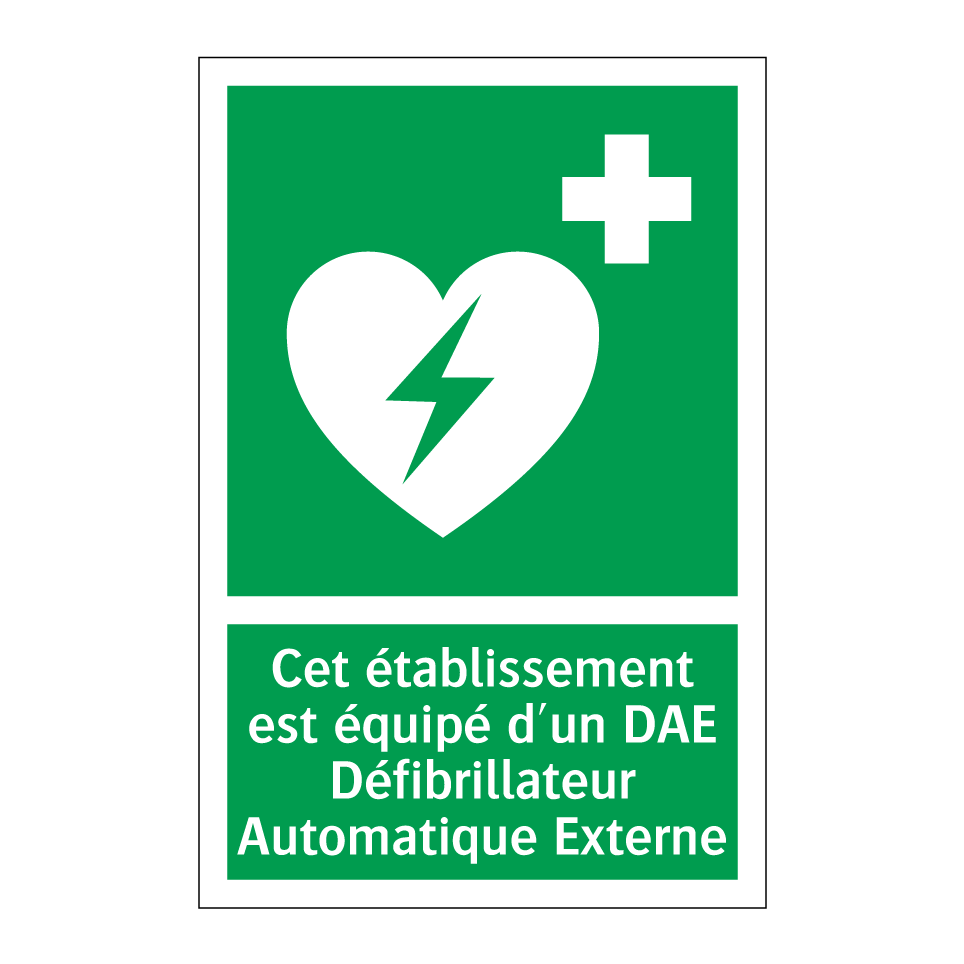 Cet établissement est équipé d'un DAE Défibrillateur Automatique Externe