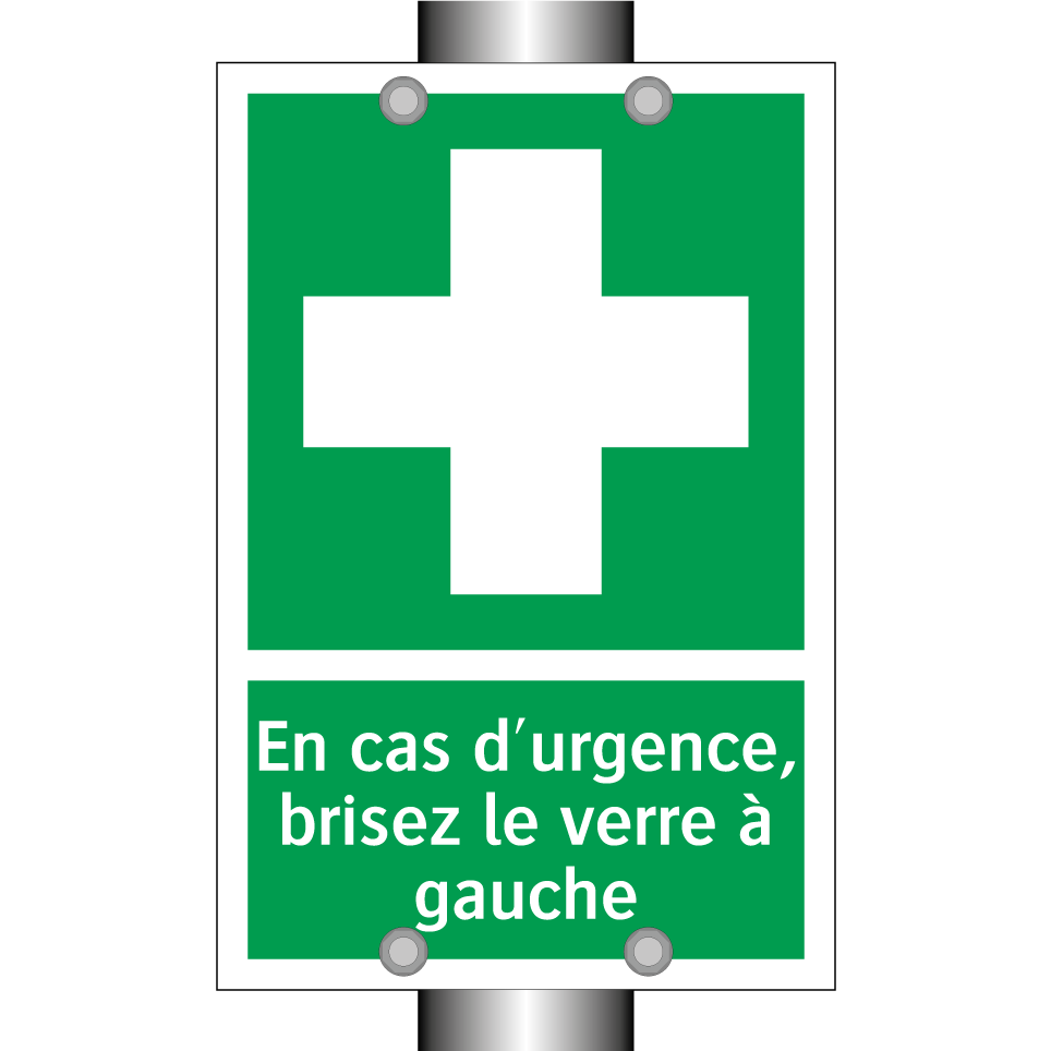 En cas d'urgence, brisez le verre à gauche