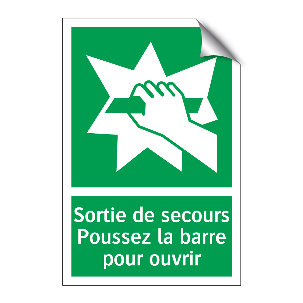 Sortie de secours Poussez la barre pour ouvrir