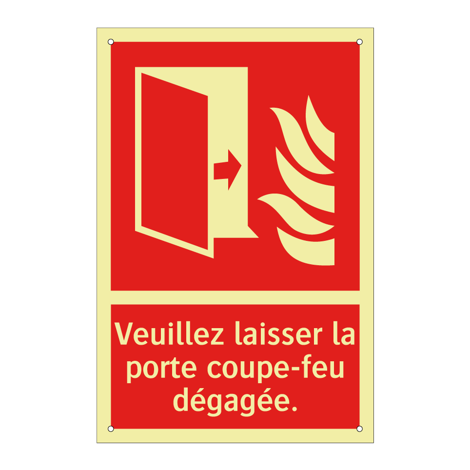 Veuillez laisser la porte coupe-feu dégagée.