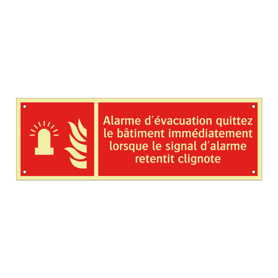 Alarme d'évacuation quittez le bâtiment immédiatement lorsque le signal d'alarme retentit clignote