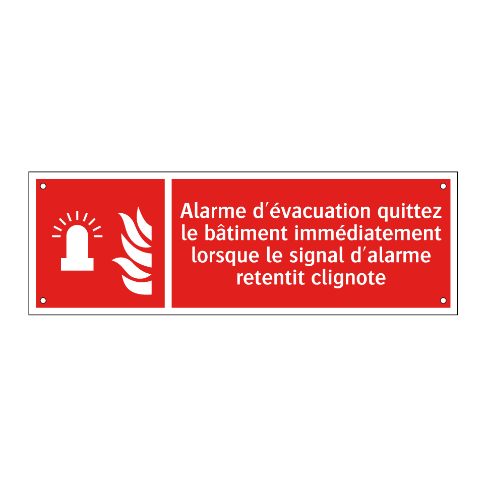 Alarme d'évacuation quittez le bâtiment immédiatement lorsque le signal d'alarme retentit clignote