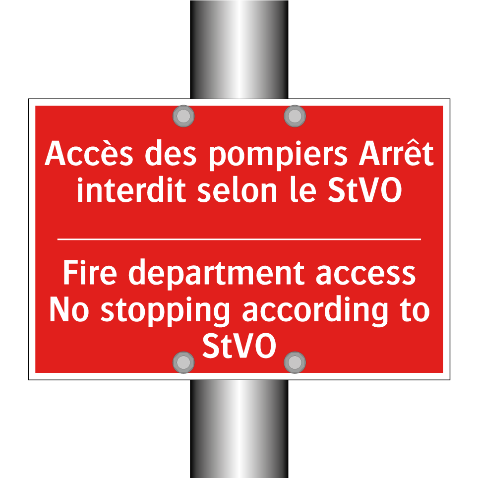 Accès des pompiers Arrêt interdit /.../ - Fire department access No stopping /.../