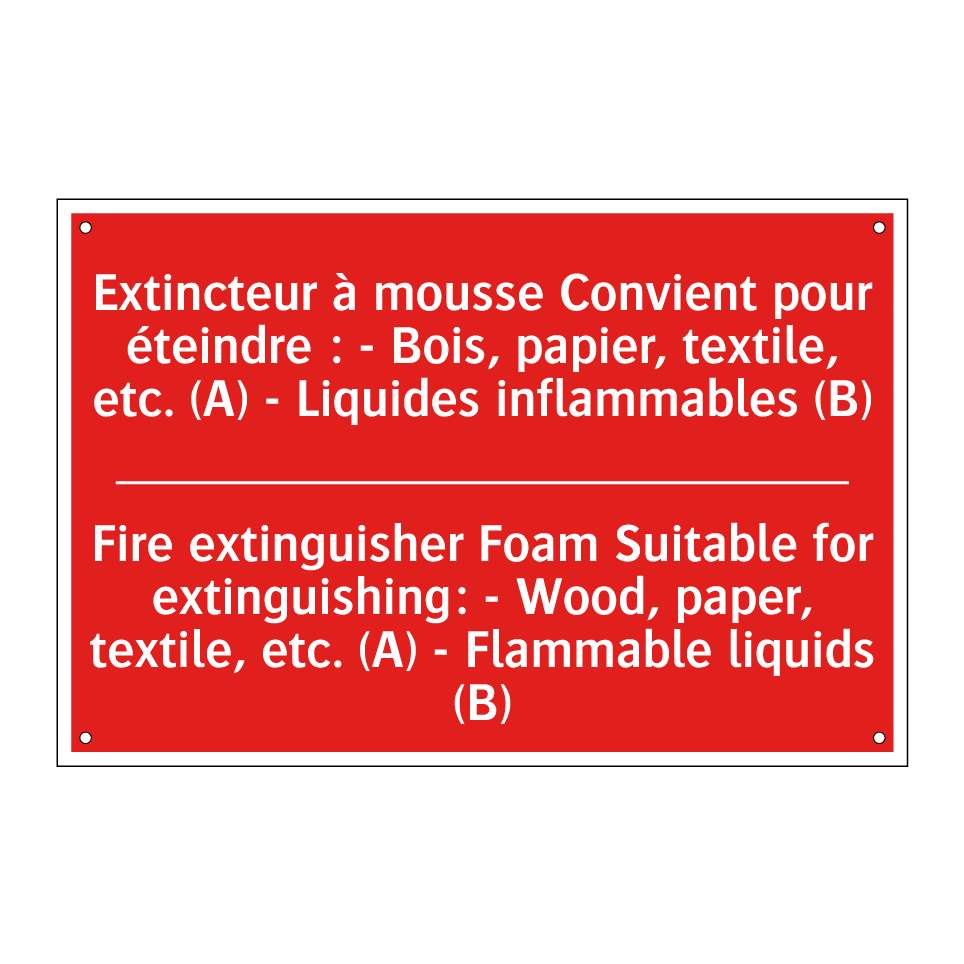 Extincteur à mousse Convient pour /.../ - Fire extinguisher Foam Suitable /.../
