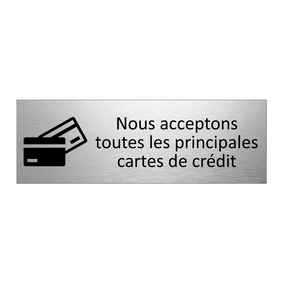 Nous acceptons toutes les principales cartes de crédit