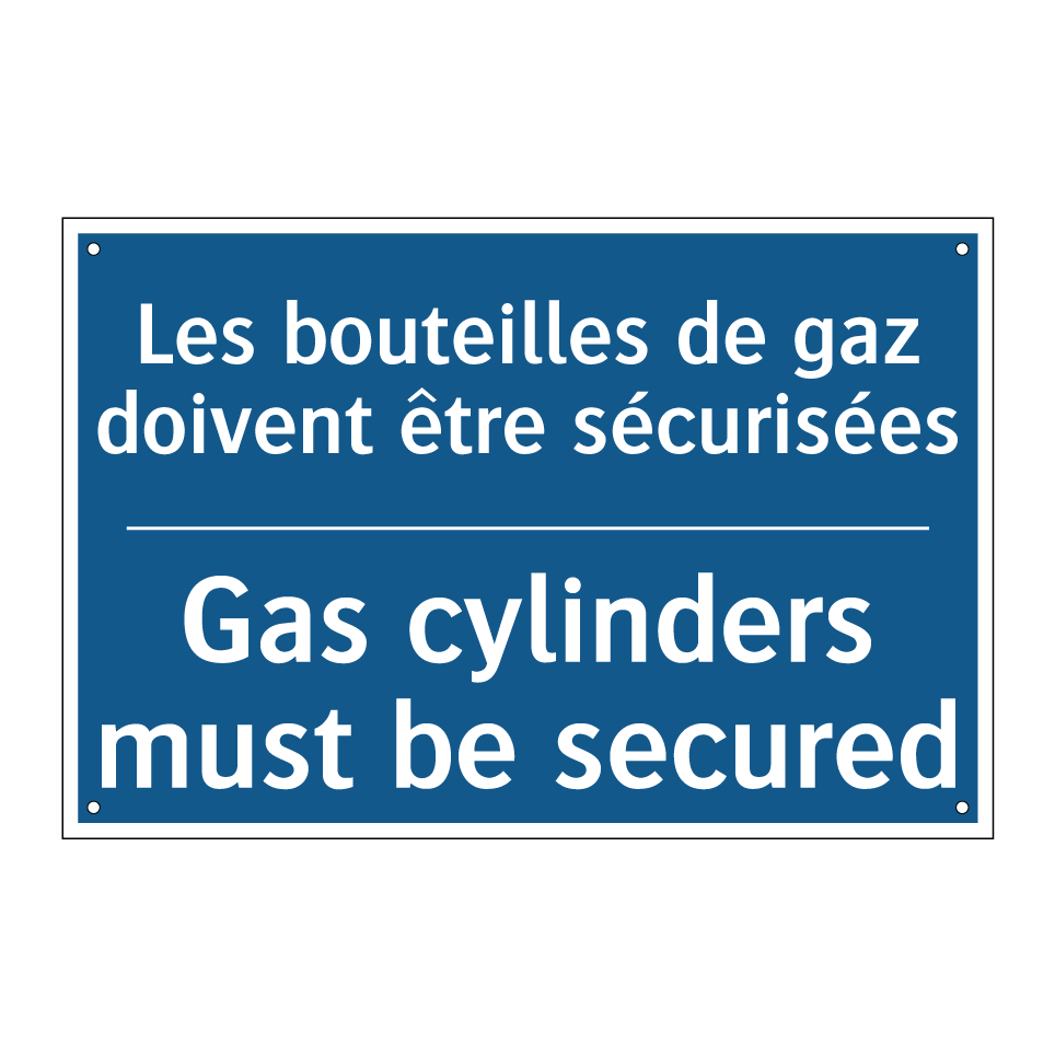 Les bouteilles de gaz doivent  /.../ - Gas cylinders must be secured