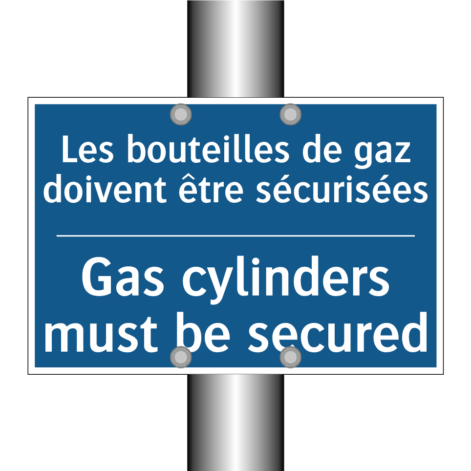 Les bouteilles de gaz doivent  /.../ - Gas cylinders must be secured