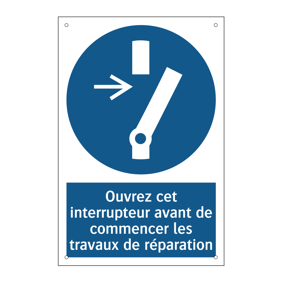 Ouvrez cet interrupteur avant de commencer les travaux de réparation